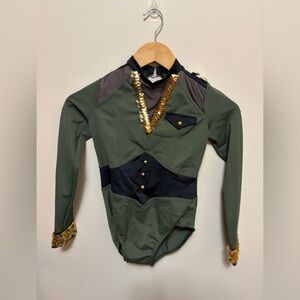 Green and Gold Military Dance Costume